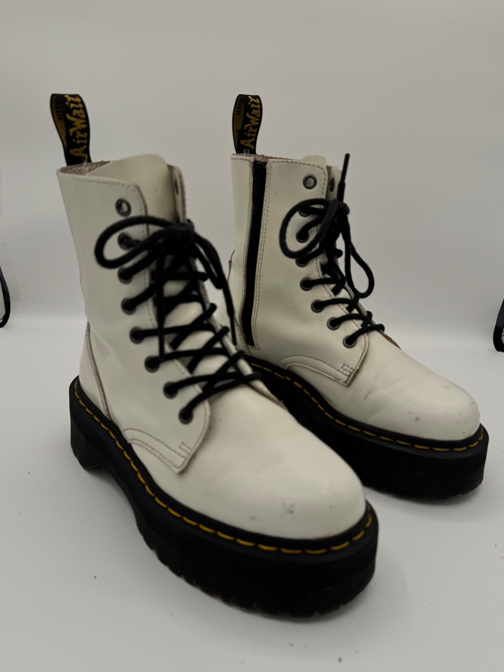 Dr. Martens Jadon White Platform Combat Boots Women’s Size 6 EU 37